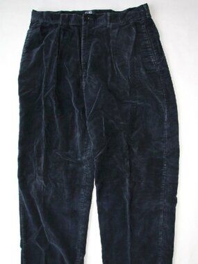 POLO BY RALPH LAUREN 38" X 32" Navy Blue Pleated Straight-leg Corduroy Pants